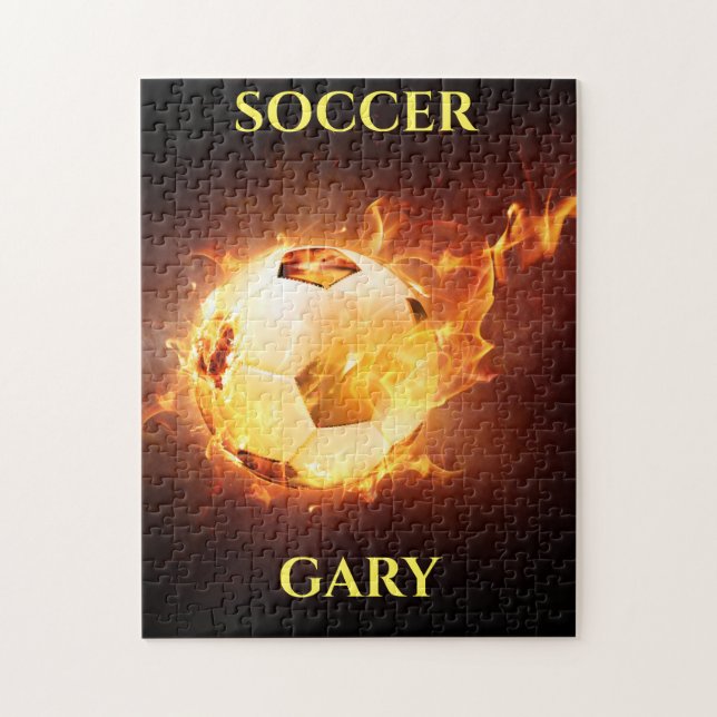 Boule de football sur puzzle de feu pour les enfan (Vertical)