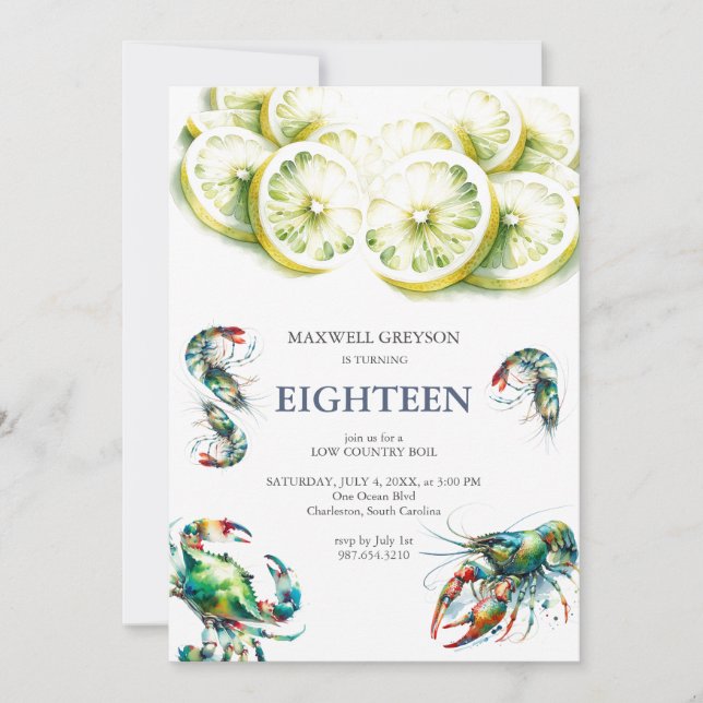 Boule de fruits de mer 18e anniversaire Invitation (Devant)