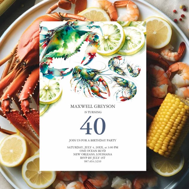 Boule de fruits de mer 40e anniversaire Invitation (Créateur téléchargé)
