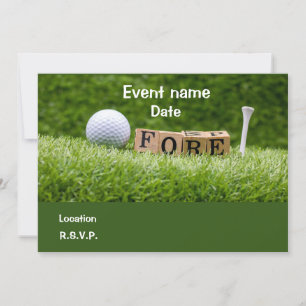 Boule de golf et tee avec bière Par Tee invitation