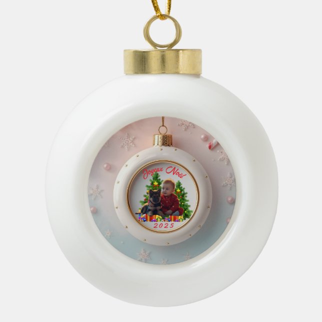 Boule de Noël Photo Famille Personnalisée Keramik Kugel-Ornament (Vorderseite)