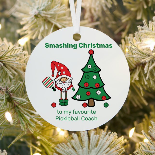 Boule de Pickleball Joyeux ornement métal de Noël (Insitu)