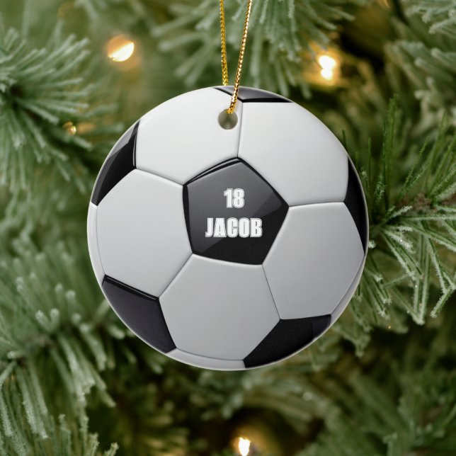 Boule de soccer Nom personnalisé Ornement (Arbre)