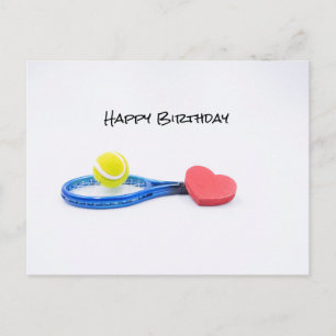 Boule de tennis avec carte d'anniversaire en raque