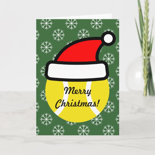 Boule de tennis avec chapeau de Noël carte de voeu (Devant)