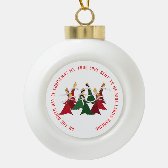 Boule En Céramique 12 Jours de Noël 9 Danses (Devant)