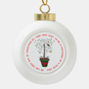 Boule En Céramique 12 jours de perdrix de Noël dans un arbre à poir