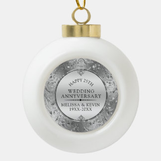 Boule En Céramique 25e anniversaire Mariage cadre floral brillant