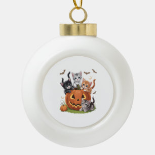 Boule En Céramique 90s Citrouille Chat Halloween Floral Saison Éffray