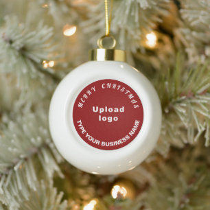Boule En Céramique Affaires Noël rouge sur blanc