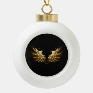Boule En Céramique Ailes d'Ange d'or sur arrière - plan noir