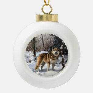 Boule En Céramique Akita Laissez tomber la neige Noël