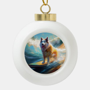 Boule En Céramique Alaskan Malamute Beach Surf Peinture