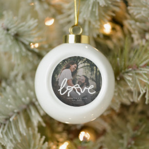 Boule En Céramique Amour Moderne Typographie Couple Photo Personnalis