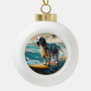 Boule En Céramique Anglais Setter Beach Surfing Painting