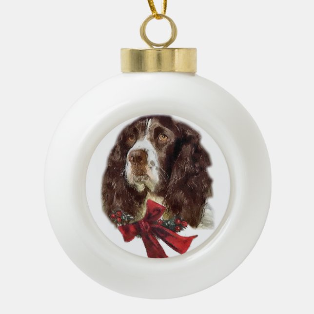 Boule En Céramique Anglais Springer Spaniel Christmas (Devant)