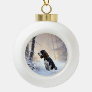 Boule En Céramique Anglais Springer Spaniel Laissez-le neiger Noël