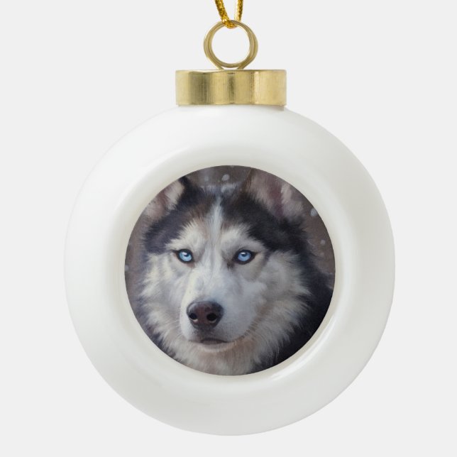 Boule En Céramique Animal Husky Sibérien (Devant)