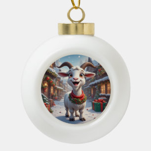Boule En Céramique 🎄 Année du Chèvre 2027 Idée Cadeau de Noël 🐐