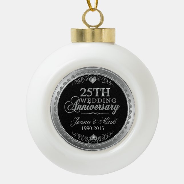 Boule En Céramique Anniversaire du Mariage d'argent (Devant)