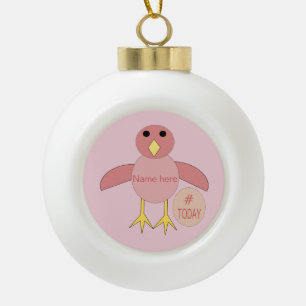 Boule En Céramique Anniversaire Rose Personnalisé Fille Chick Ornemen