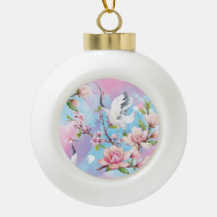 Boule En Céramique Aquarelle Rouge Motif japonais