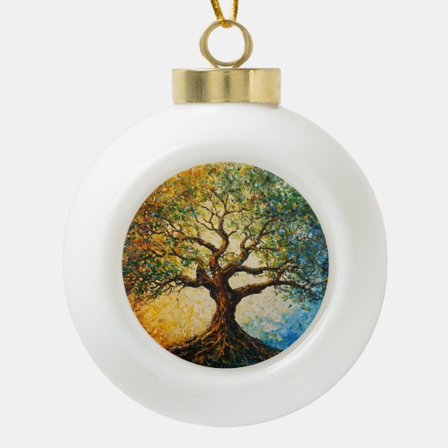 Boule En Céramique Arbre de connaissances - Peinture à l'huile (Devant)