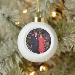 Boule En Céramique Arbre de Noël Président John Kennedy & Jacqueline