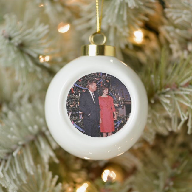 Boule En Céramique Arbre de Noël Président John Kennedy & Jacqueline (Arbre)