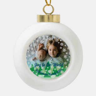 Boule En Céramique Arbres à feuillage persistant Snowflakes blanc Joi
