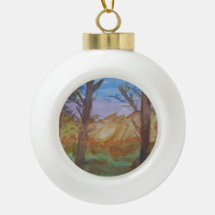 Boule En Céramique Arbres au coucher du soleil