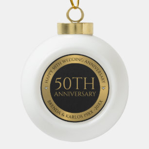 Boule En Céramique Argent gris et métallique 50e anniversaire de mari