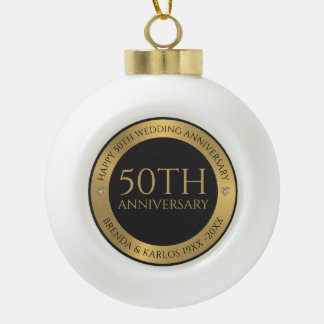 Boule En Céramique Argent gris et métallique 50e anniversaire de mari