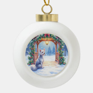 Boule En Céramique Art de Noël Gazebo enneigé Crested chinois