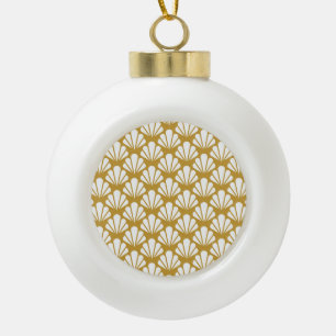 Boule En Céramique Art Déco, motif aux motifs géométriques et fleuris