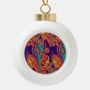Boule En Céramique Art Motif tatouage - flammes & cercles