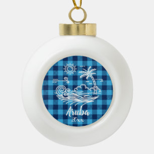 Boule En Céramique Aruba sur Blue Buffalo Check Christmas