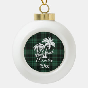 Boule En Céramique Atlantic Beach Floride Palm Tree Green Plaid