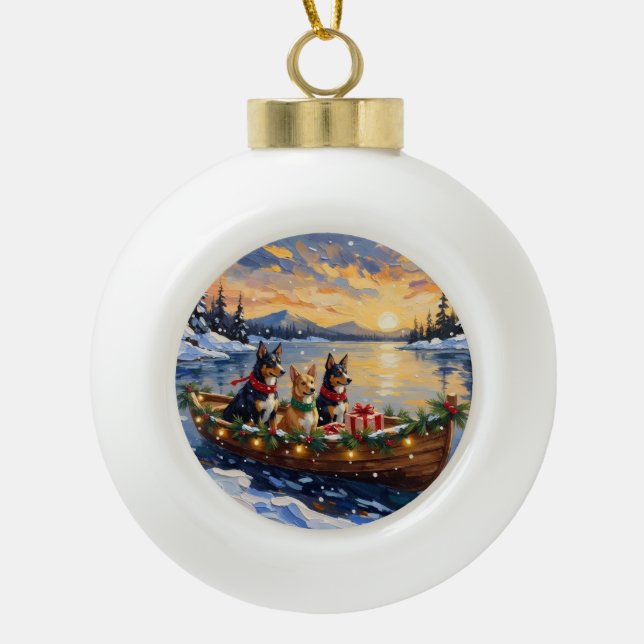 Boule En Céramique Australian Kelpie Christmas Boat Holiday (Devant)
