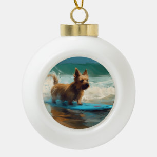 Boule En Céramique Australian Terrier Beach Surfing Paining