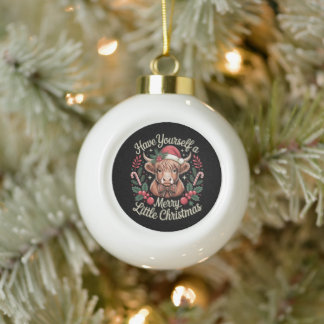Boule En Céramique Ayez Un Joyeux Petit Noël Vache Xmas