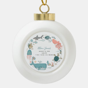 Boule En Céramique Baby Boy Under the Sea Birth Stats Keepsaké