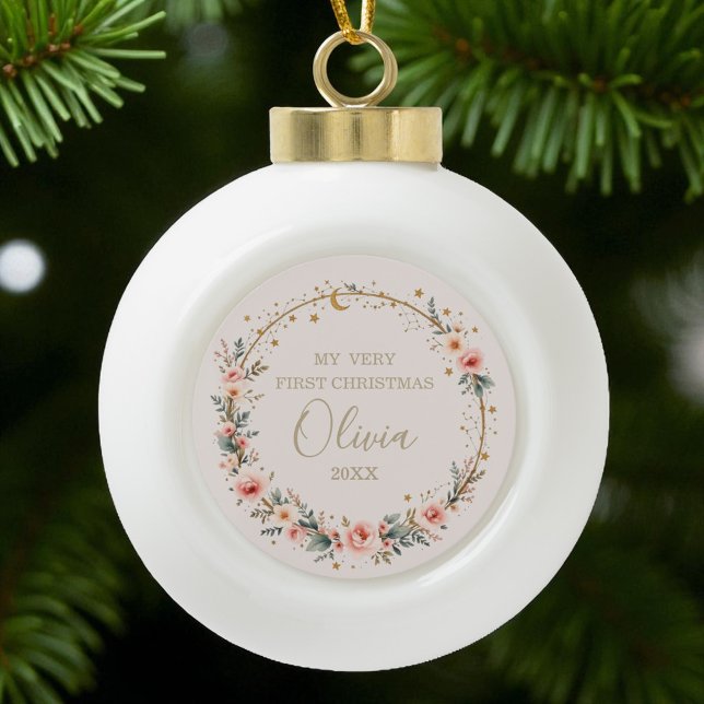 Boule En Céramique Baby céleste premier Noël personnalisé (Créateur téléchargé)