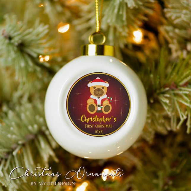 Boule En Céramique Baby First Christmas avec Teddy et des étoiles éti (Créateur téléchargé)