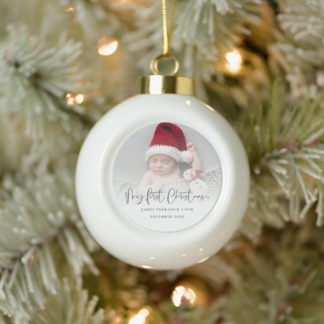 Boule En Céramique Baby First Christmas Keepsaké superposition photo (Arbre)