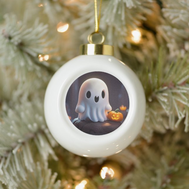 Boule En Céramique Baby Ghost Déplaisant mignon caractère Halloween (Arbre)