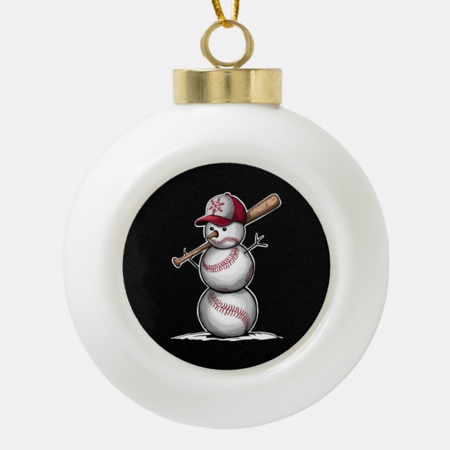 Boule En Céramique Baseball Snowman Balls Neige Noël Noël Noël cadeau (Devant)