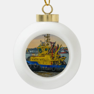 Boule En Céramique Bateau à moteur à la rivière, montevideo, uruguay