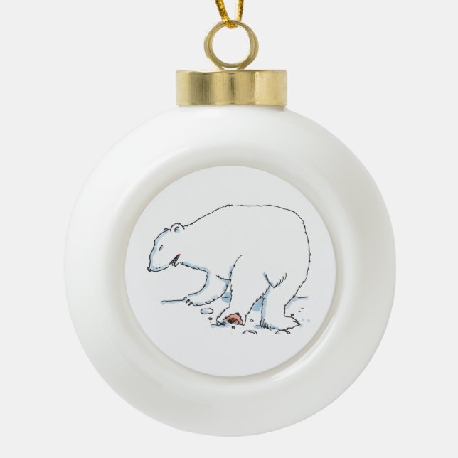 Boule En Céramique Bear polaire balle de Noël (Devant)