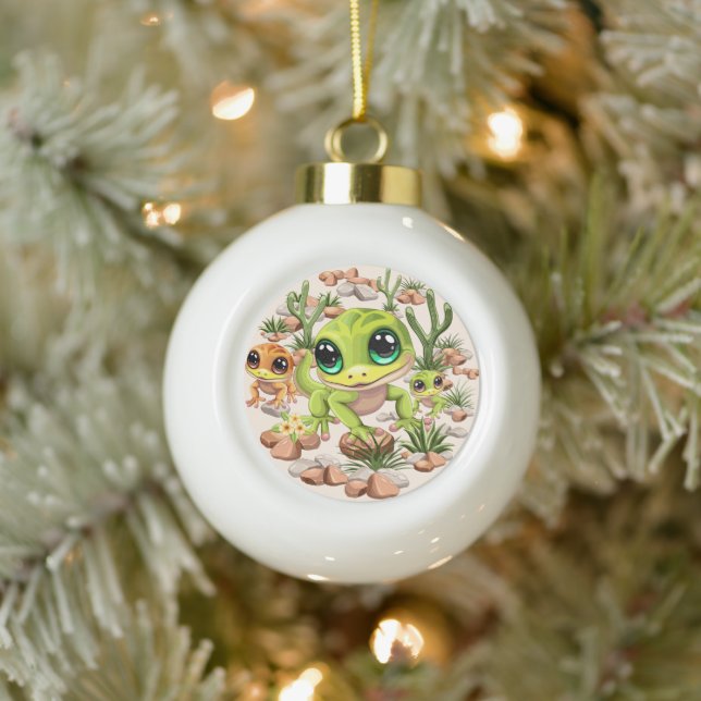 Boule En Céramique Bébé Geckos jote personnages de dessin (Arbre)